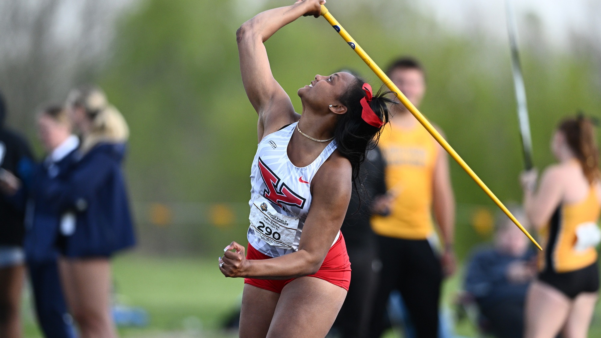 India Bailey throws the javelin at the 2026 Horizon League Outdoor Championships