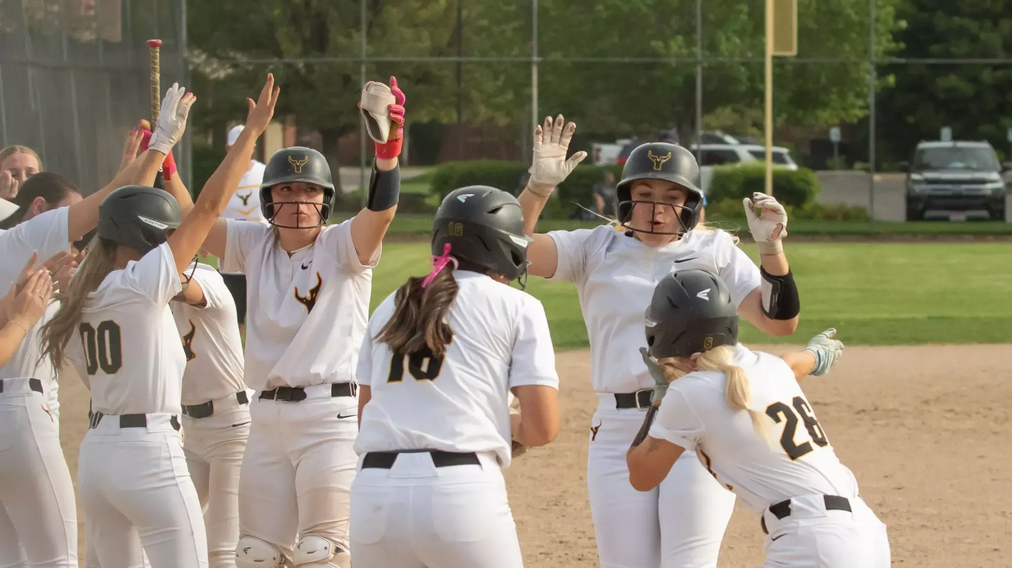 Kylee Bradley celebrates a home run